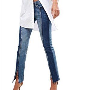 BlankNYC Two Tone Denim Ankle Slit Jeans